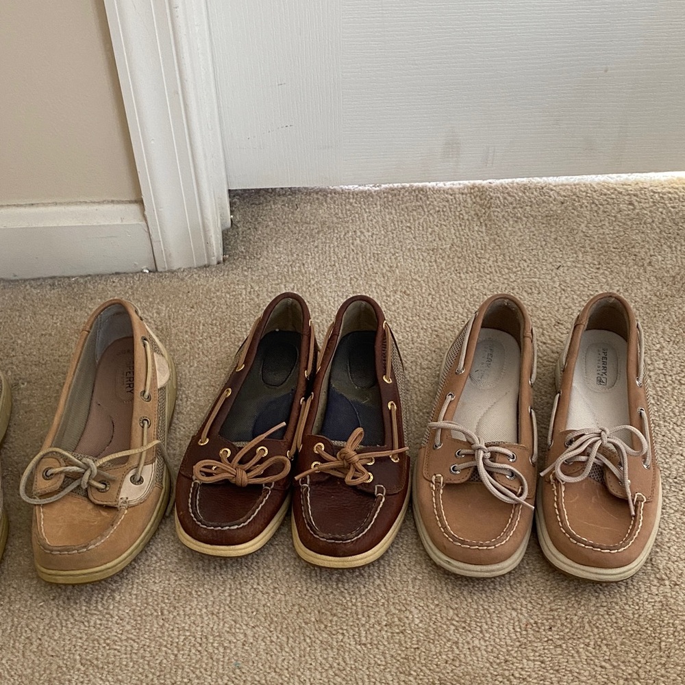 Sperry Moccasins in Tan and Brown- all 3 for one $